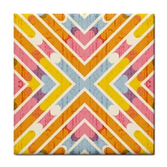 Line Pattern Cross Print Repeat Tile Coaster