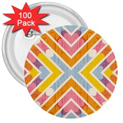 Line Pattern Cross Print Repeat 3  Buttons (100 Pack)  by Dutashop