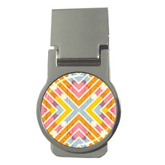 Line Pattern Cross Print Repeat Money Clips (round)  by Dutashop