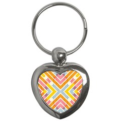 Line Pattern Cross Print Repeat Key Chain (heart)