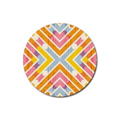 Line Pattern Cross Print Repeat Rubber Coaster (round)  by Dutashop