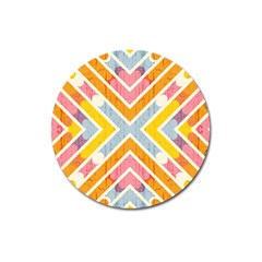 Line Pattern Cross Print Repeat Magnet 3  (round) by Dutashop