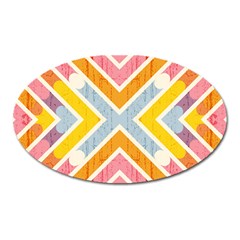 Line Pattern Cross Print Repeat Oval Magnet