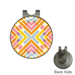 Line Pattern Cross Print Repeat Hat Clips With Golf Markers