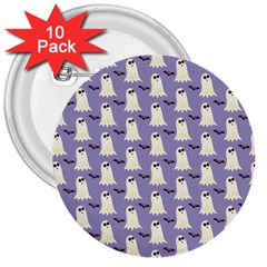 Halloween Ghost Bat 3  Buttons (10 Pack) 