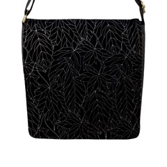 Autumn Leaves Black Flap Closure Messenger Bag (l)