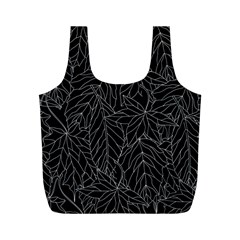 Autumn Leaves Black Full Print Recycle Bag (m)