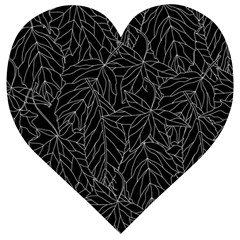 Autumn Leaves Black Wooden Puzzle Heart by Dutashop