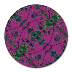 Modern Floral Collage Print Pattern Round Mousepads by dflcprintsclothing