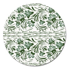 Green Leaves Magnet 5  (round) by Eskimos