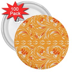 Orange Pattern 3  Buttons (100 Pack)  by Eskimos