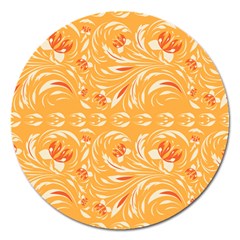 Orange Pattern Magnet 5  (round) by Eskimos