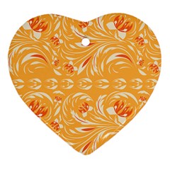 Orange Pattern Heart Ornament (two Sides) by Eskimos