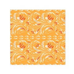 Orange Pattern Small Satin Scarf (square) by Eskimos