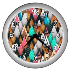 Abstract Triangle Tree Wall Clock (silver)