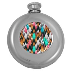 Abstract Triangle Tree Round Hip Flask (5 Oz)