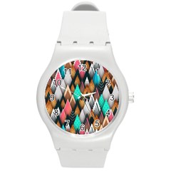 Abstract Triangle Tree Round Plastic Sport Watch (m)