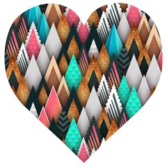 Abstract Triangle Tree Wooden Puzzle Heart