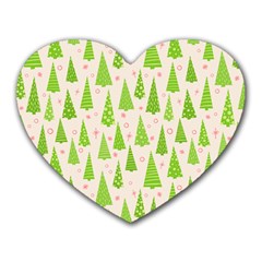 Christmas Green Tree Heart Mousepads