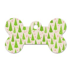 Christmas Green Tree Dog Tag Bone (two Sides)