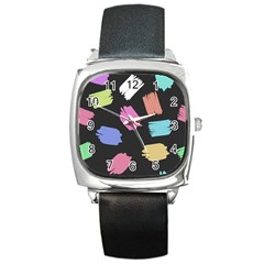 Many Colors Pattern Seamless Square Metal Watch