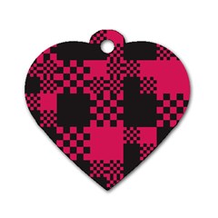 Cube Square Block Shape Dog Tag Heart (one Side)