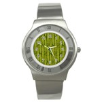 Fern Texture Nature Leaves Stainless Steel Watch Front