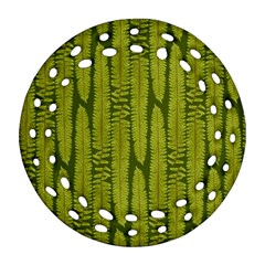 Fern Texture Nature Leaves Round Filigree Ornament (two Sides)
