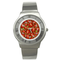 Abstract Rose Garden Red Stainless Steel Watch