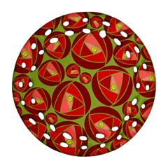Abstract Rose Garden Red Round Filigree Ornament (two Sides)