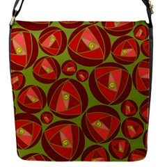 Abstract Rose Garden Red Flap Closure Messenger Bag (s)