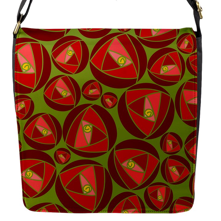 Abstract Rose Garden Red Flap Closure Messenger Bag (S)