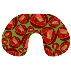 Abstract Rose Garden Red Travel Neck Pillow by Dutashop