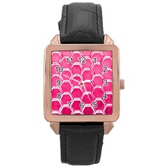 Hexagon Windows Rose Gold Leather Watch  by essentialimage365