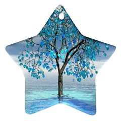 Crystal Blue Tree Star Ornament (two Sides) by icarusismartdesigns