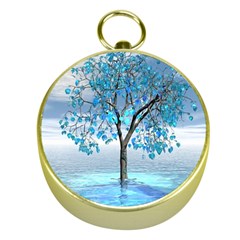 Crystal Blue Tree Gold Compasses