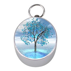 Crystal Blue Tree Mini Silver Compasses