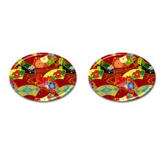 Floral Abstract Cufflinks (oval) by icarusismartdesigns