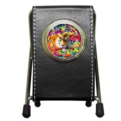 Tiger In The Jungle Pen Holder Desk Clock