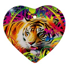 Tiger In The Jungle Heart Ornament (Two Sides)