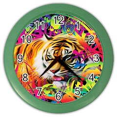 Tiger In The Jungle Color Wall Clock