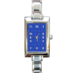 Basket Weave Basket Pattern Blue Rectangle Italian Charm Watch