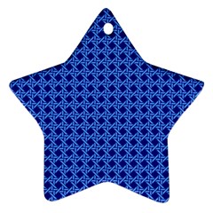 Basket Weave Basket Pattern Blue Ornament (star)