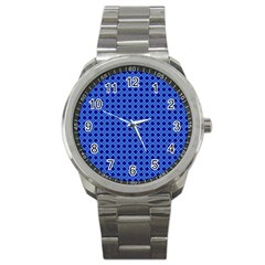 Basket Weave Basket Pattern Blue Sport Metal Watch