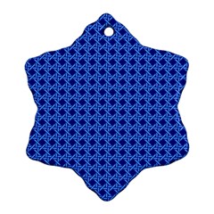 Basket Weave Basket Pattern Blue Snowflake Ornament (two Sides) by Dutashop