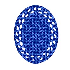 Basket Weave Basket Pattern Blue Ornament (oval Filigree)