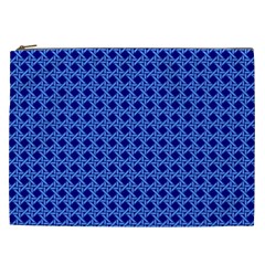 Basket Weave Basket Pattern Blue Cosmetic Bag (xxl)