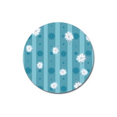 Gardenia Flowers White Blue Magnet 3  (round)