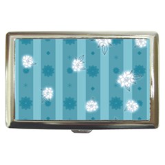 Gardenia Flowers White Blue Cigarette Money Case