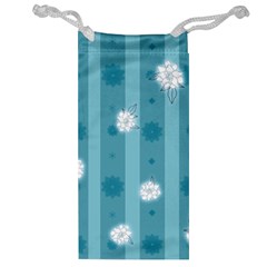 Gardenia Flowers White Blue Jewelry Bag
